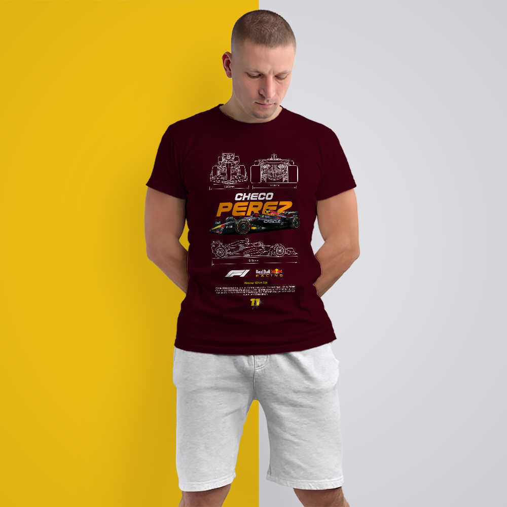 Urban Folk - F1 Checo Perez Redbull Racing Silver Men's Premium T-Shirts - Image 2